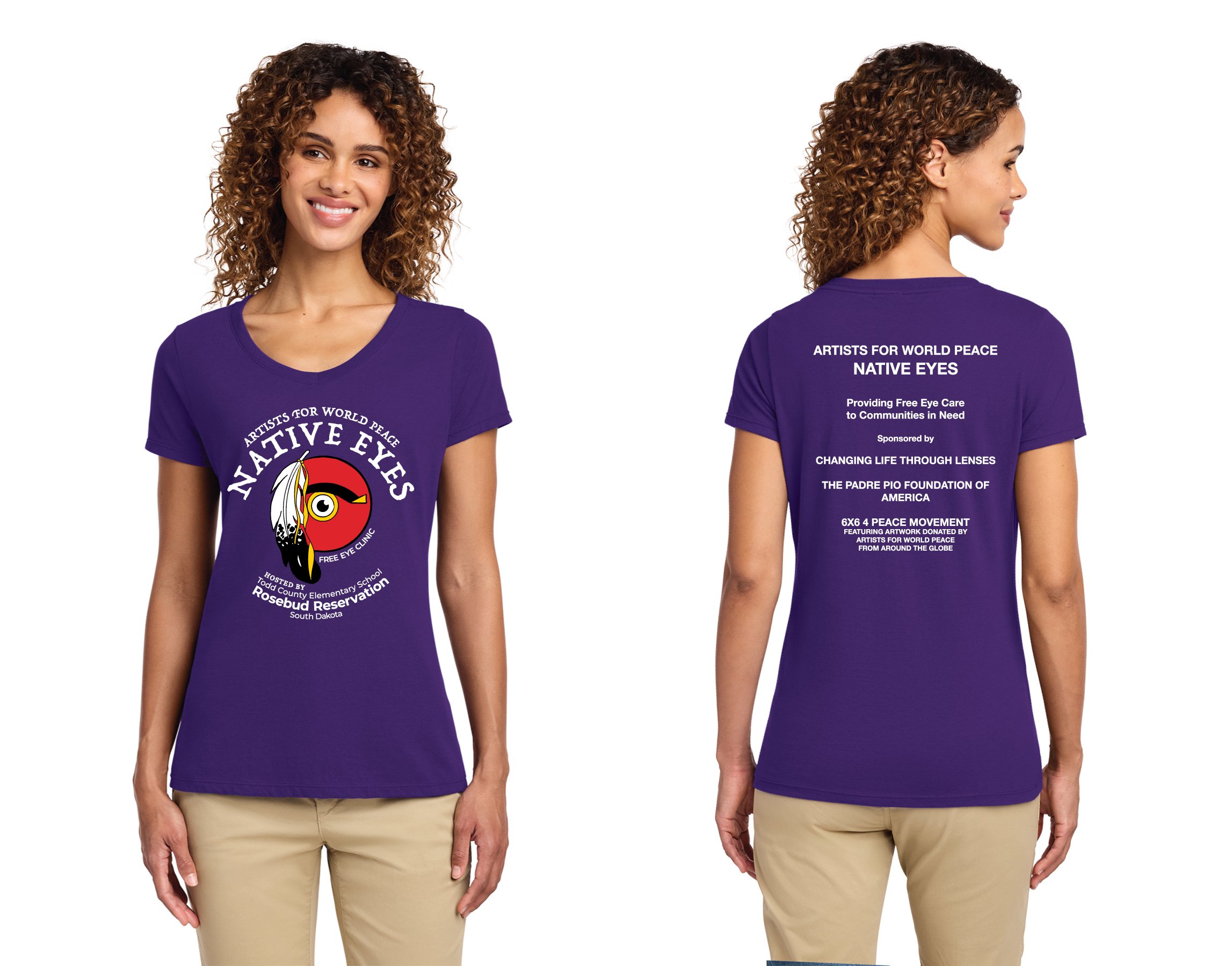 Womens  100% Cotton V-neck T-shirts