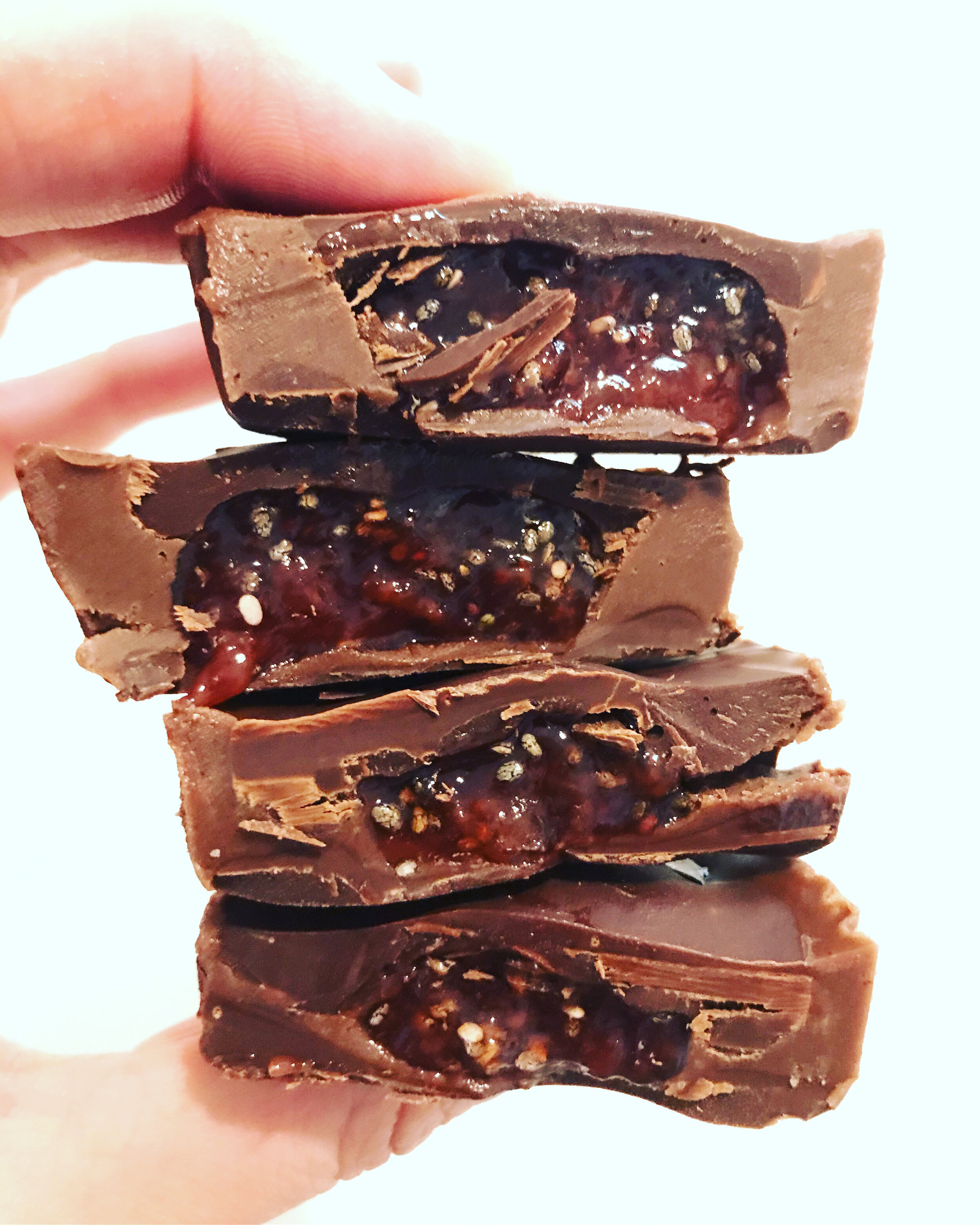 Chocolate Almond Butter Cups with Berry Chia Jam