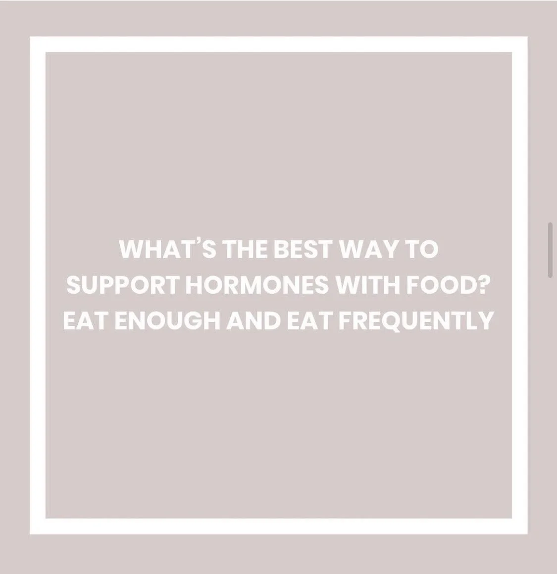 Best Food for your Hormones? Eat enough!