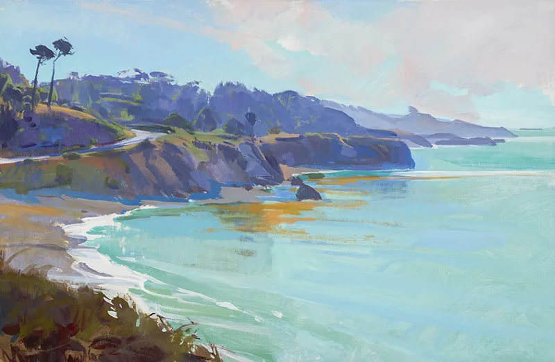 Marcia Burtt, Mendocino Overlook, acrylic, 20×30 in.