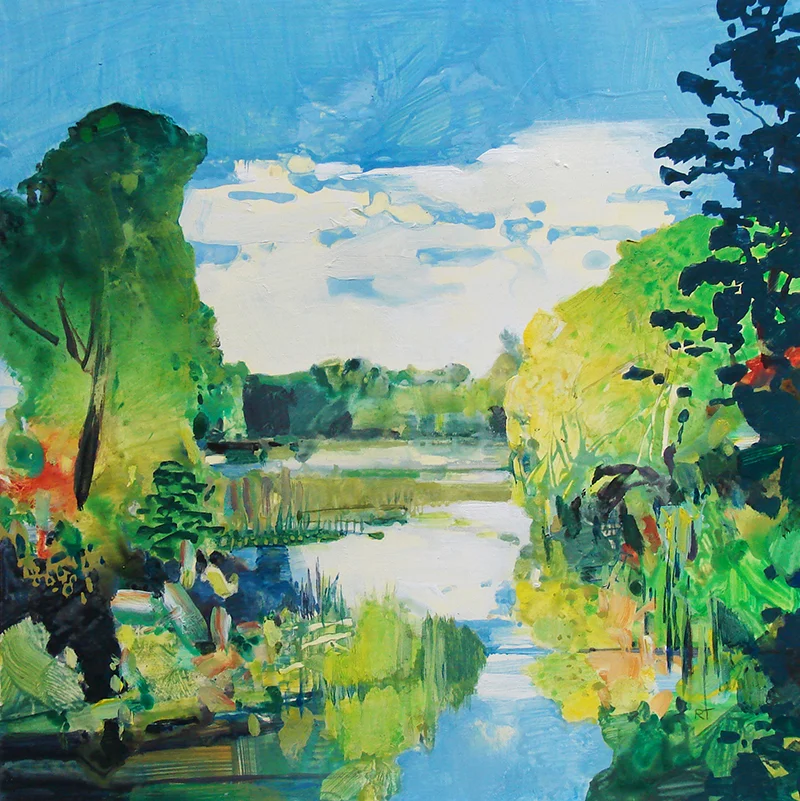Randall David Tipton, Nisqually Summer, watermedia, 12×12 in.