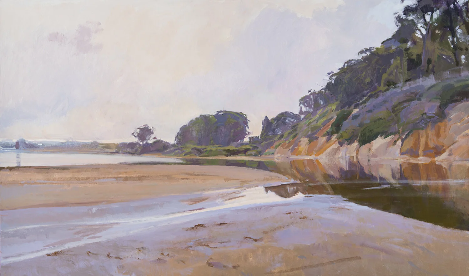 Marcia Burtt, View to the West, Goleta Estuary , acrylic, 36x60 in.