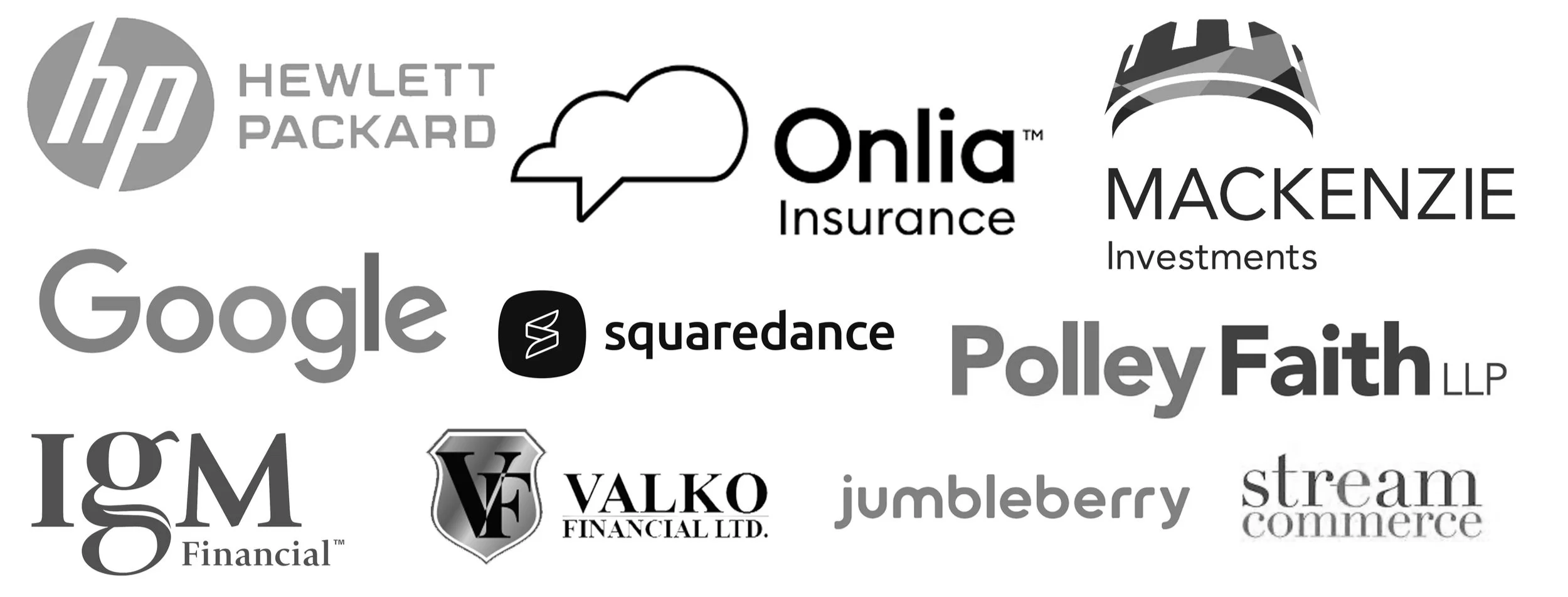 Corporate logo cloud of Toronto firms and global brands trusted by Binks Headshots for professional photography
