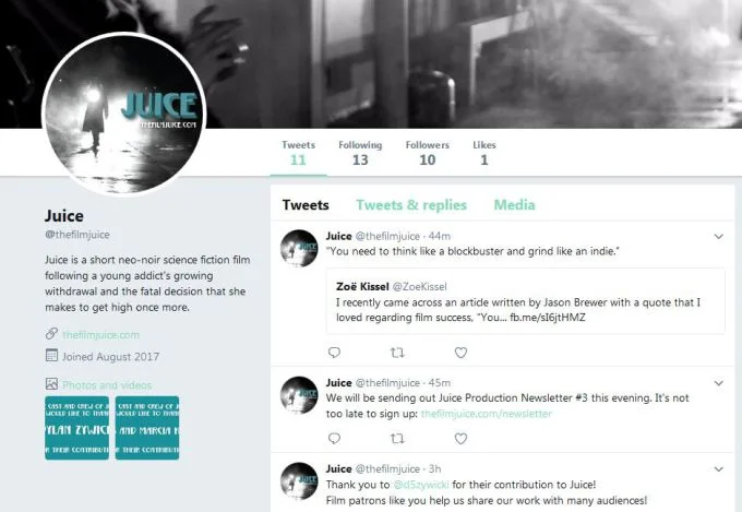 Zoe Kissel Blog Writing In Filmic Terms Juice Production Newsletter