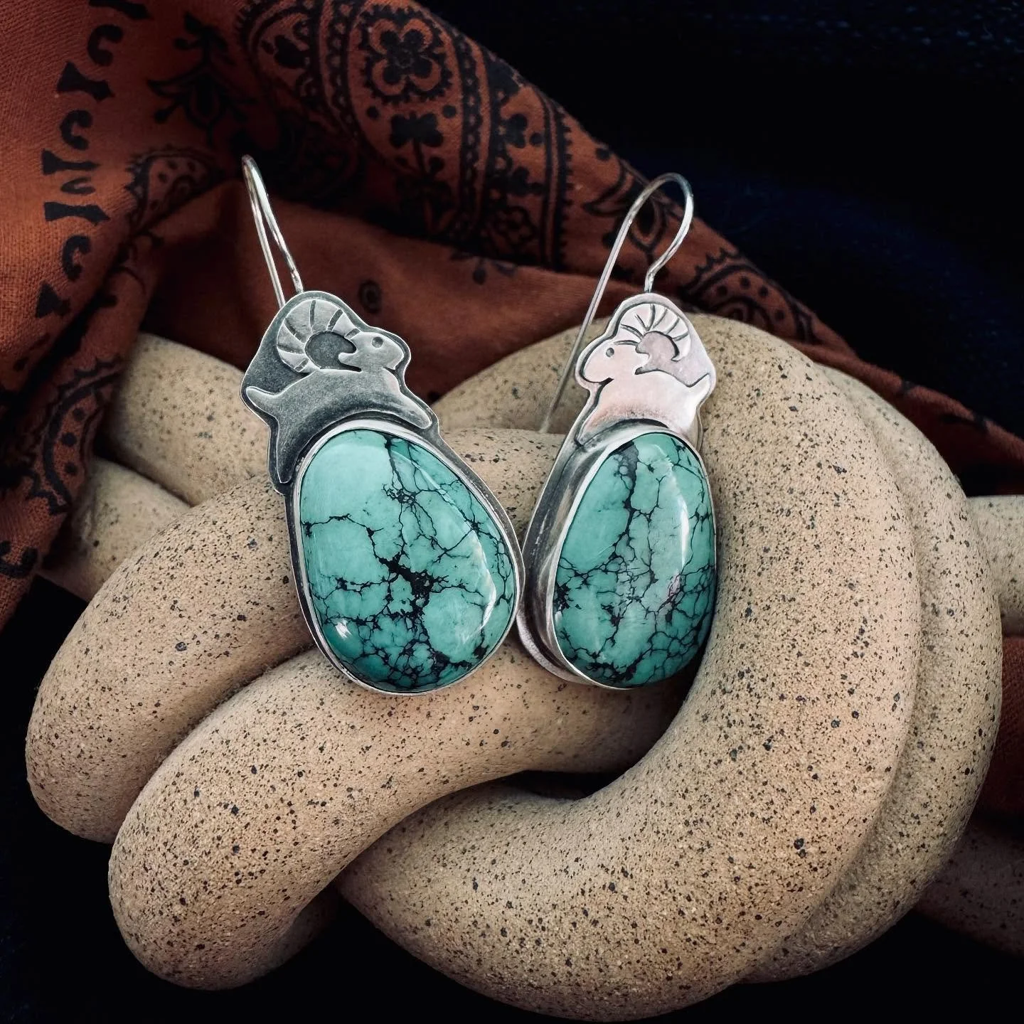 ⚒️SHOP UPDATE⚒️⁣
⁣
Who&rsquo;s a big horn sheep fan? I&rsquo;ve always loved these animals. The Moon River turquoise in these earrings is absolutely stunning.⁣
⁣
All the new pieces go live tomorrow at noon pst.