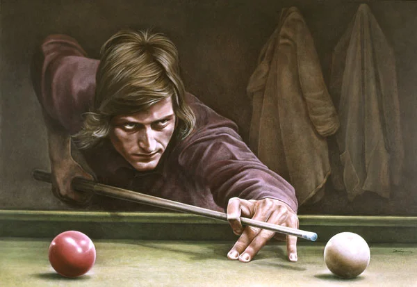 Snooker. Ken Danby. Never a more apt example of determinism. However, the true challenge is to understand why someone is playing billiards in the first place.