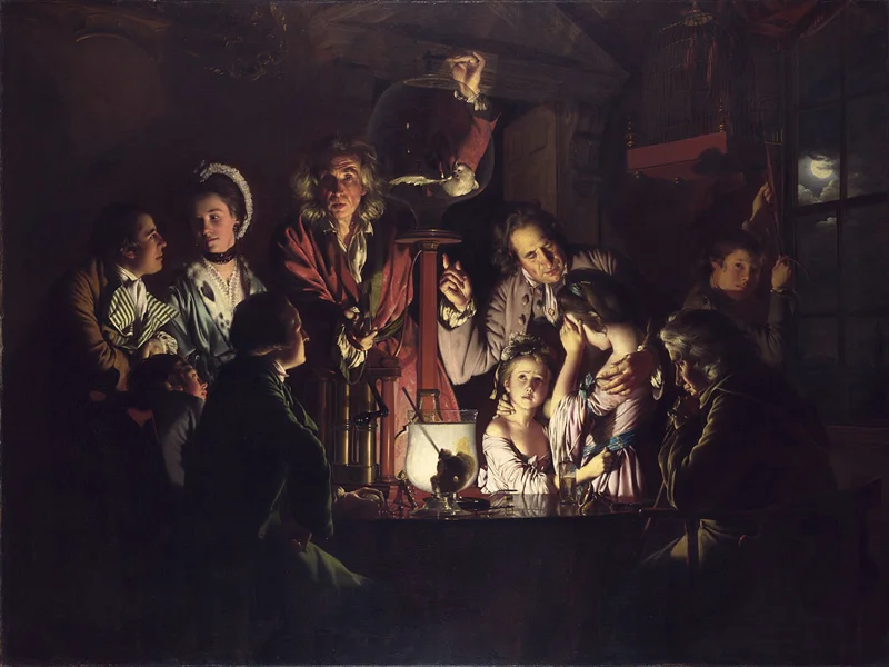 An Experiment on a Bird in the Air Pump. Joseph Wright ‘of Derby.’ The proverbial canary in the coal mine is dead.