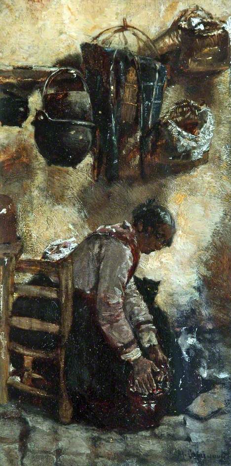Cottage Interior with Seated Woman. Max Liebermann.