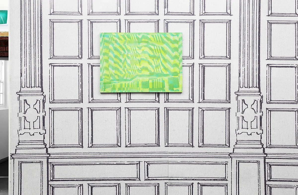 Graham McDougal and Elizabeth Corkery, the Modern Interior at Firstdraft , installation view, silkscreen ink and acrylic on panel inkjet print on paper, dimensions variable, 2014