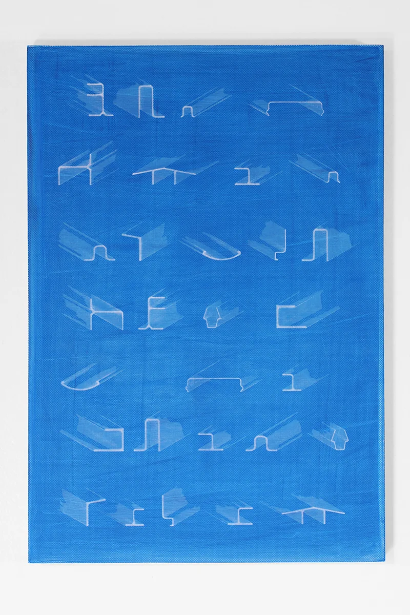 Graham McDougal and Elizabeth Corkery, the Modern Interior at Firstdraft , Aluminium Sections , silkscreen and acrylic on panel, 16.75 x 11inches, 2014