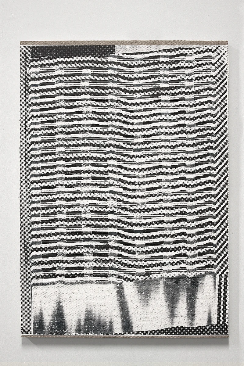 Hotzestrasse 23, silkscreen ink on canvas mounted to panel, 23 x 16.5 inches, 2013