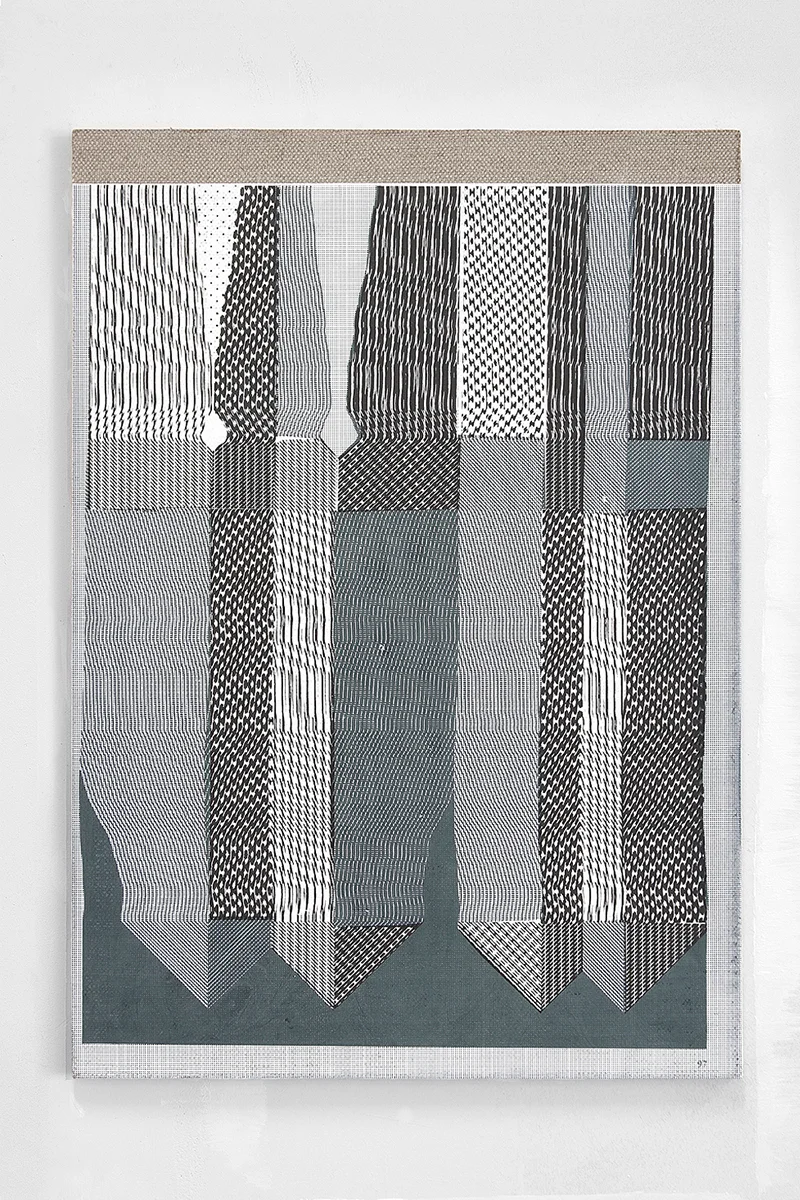 Hotzestrasse 23, silkscreen ink on canvas mounted to panel, 23 x 16.5 inches, 2013