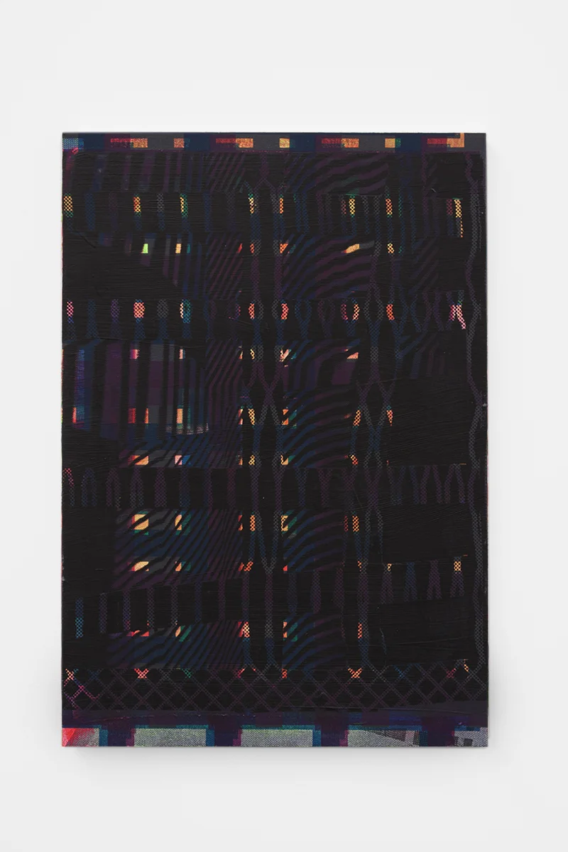 Hotzestrasse 23, silkscreen ink and acrylic on linen mounted panel, 23 x 16.5 inches, 2015