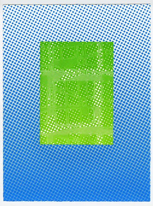 Untitled (AR 265-282 May 81), letterpress and screen print on Somerset textured paper, plate 8.25 x 5.75, paper 15 x 11 inches, 2015