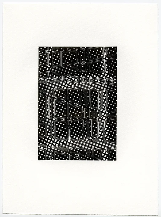 Untitled (AR 265-282 May 81), letterpress on Somerset textured paper, (black suite), plate 8.25 x 5.75, paper 15 x 11 inches, 2015
