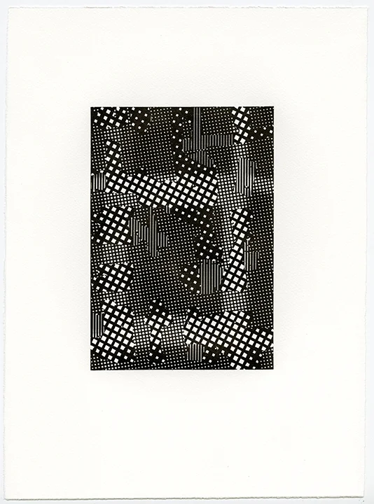 Untitled (AR 265-282 May 81), letterpress on Somerset textured paper, (black suite), plate 8.25 x 5.75, paper 15 x 11 inches, 2015
