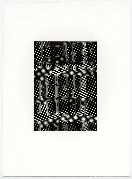 Untitled (AR 265-282 May 81), letterpress on Somerset textured paper, (black suite), plate 8.25 x 5.75, paper 15 x 11 inches, 2015