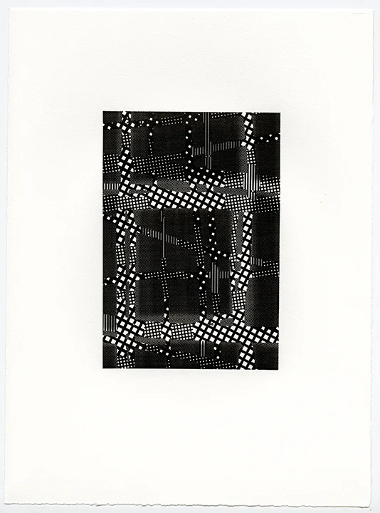 Untitled (AR 265-282 May 81), letterpress on Somerset textured paper, (black suite), plate 8.25 x 5.75, paper 15 x 11 inches, 2015