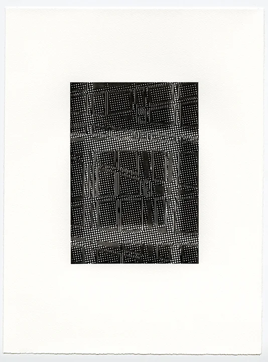Untitled (AR 265-282 May 81), letterpress on Somerset textured paper, (black suite), plate 8.25 x 5.75, paper 15 x 11 inches, 2015
