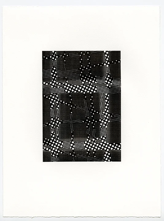 Untitled (AR 265-282 May 81), letterpress on Somerset textured paper, (black suite), plate 8.25 x 5.75, paper 15 x 11 inches, 2015