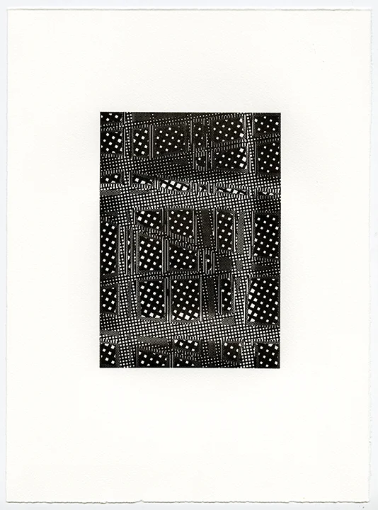 Untitled (AR 265-282 May 81), letterpress on Somerset textured paper, (black suite), plate 8.25 x 5.75, paper 15 x 11 inches, 2015