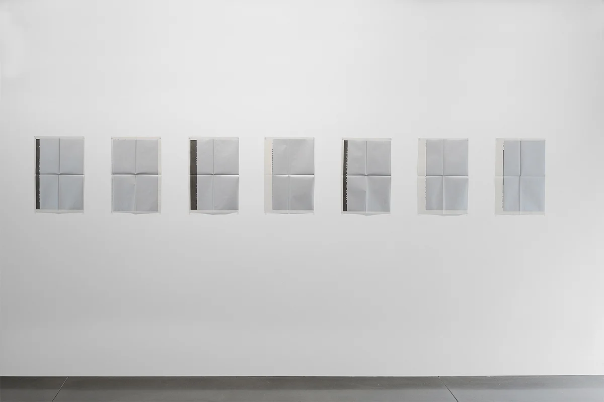 Untitled (11/11/06 -10/25/08), silkscreen ink, folded newsprint broadsides White Columns exhibition announcements 11/11/06 -10/25/08, 22.5x15 inches, 2008-2010