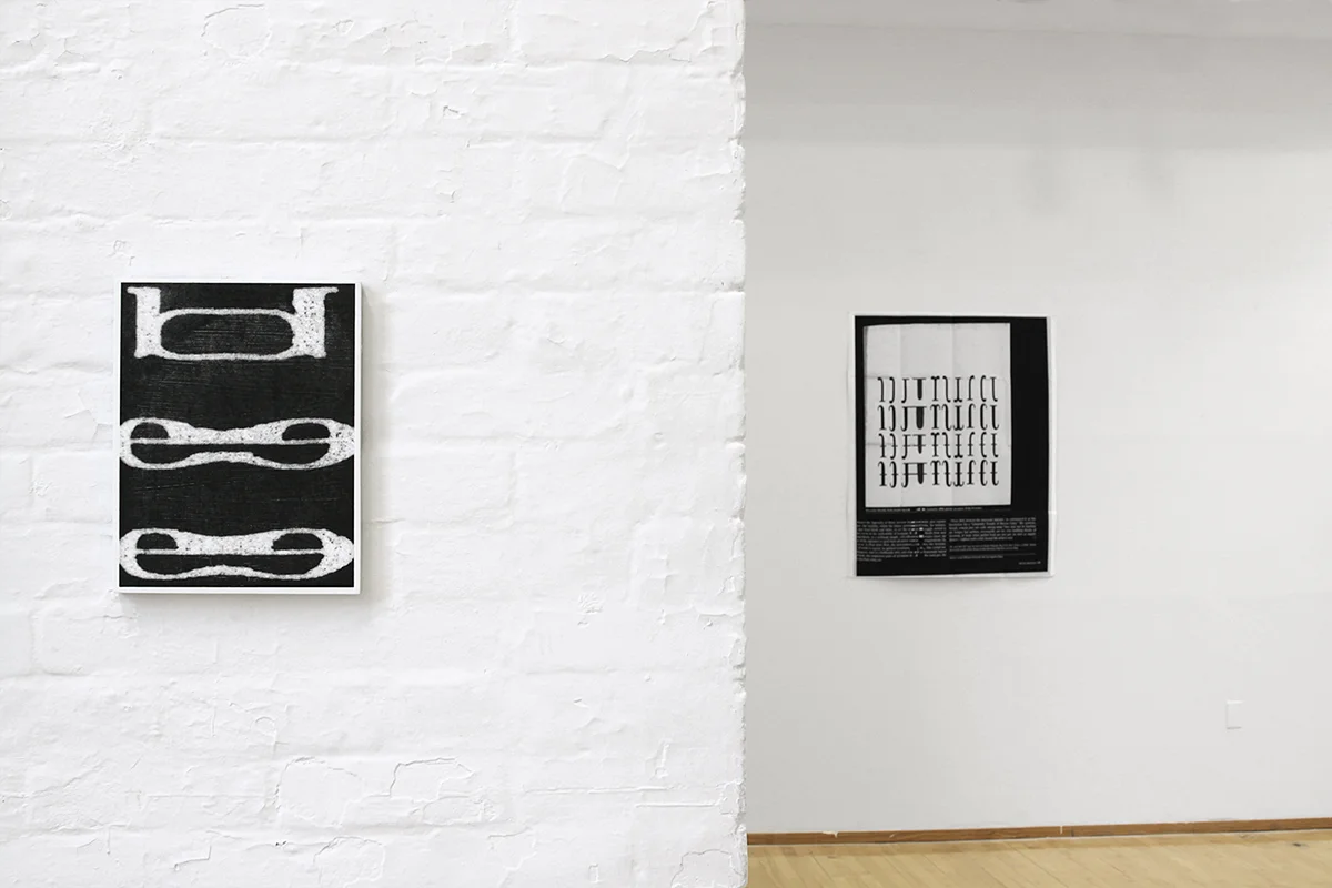 Untitled (AiA129), silkscreen ink and gesso on panel, 11 x 8.5 inches, ultrachrome print (folded in 11x8.5 inch sections), 57 x 44 inches, 2010