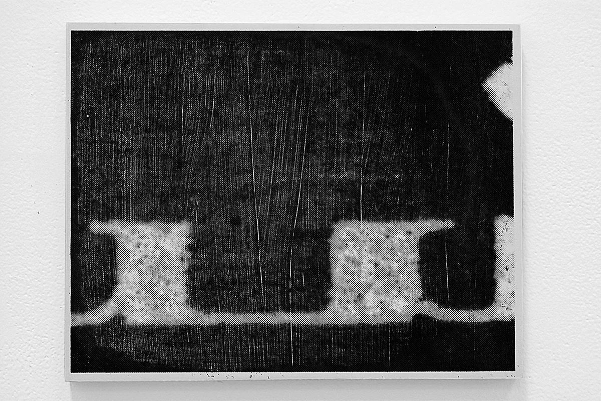 Untitled (AiA129), silkscreen ink and gesso on panel, 8.5 x 11 inches, 2010