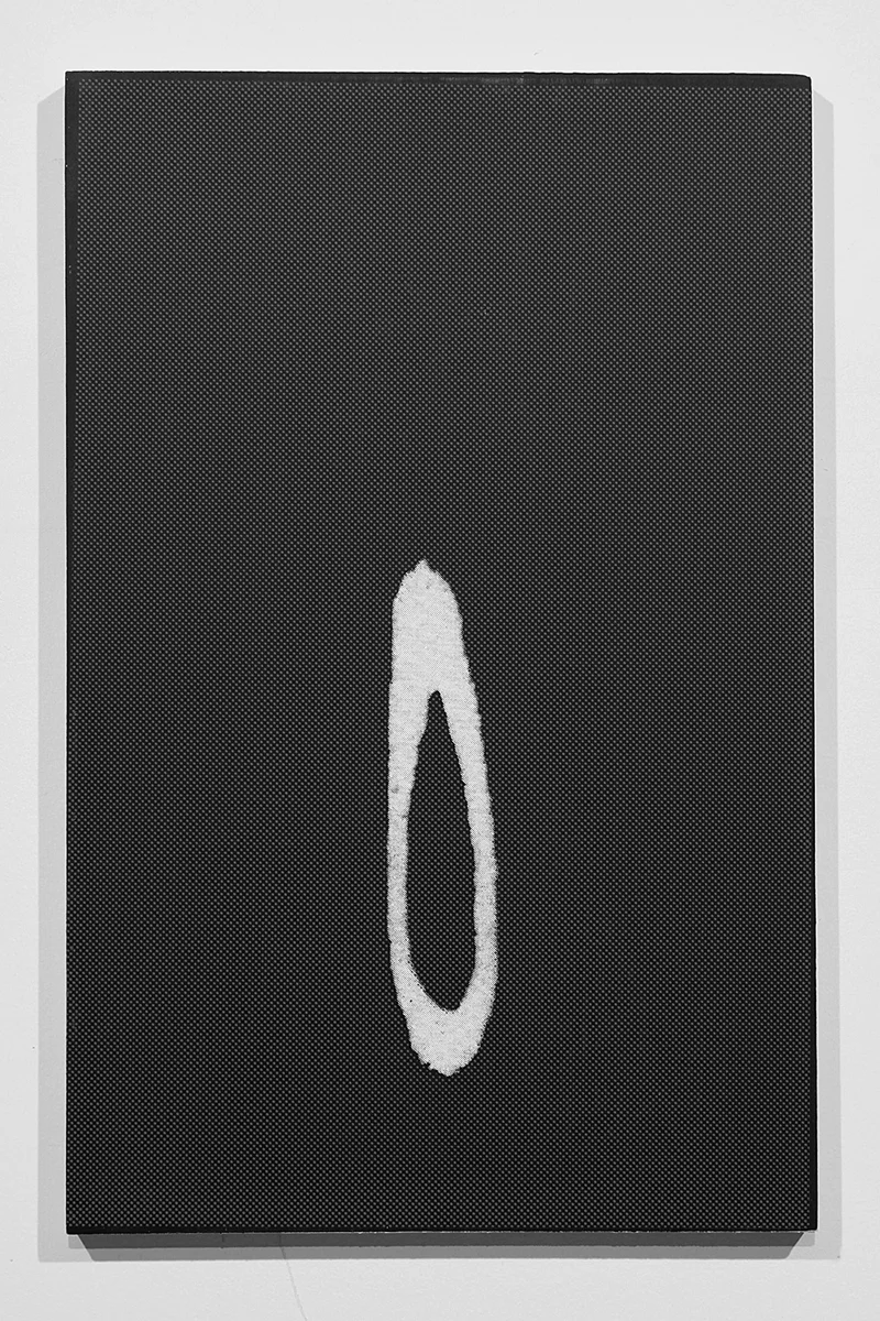 Untitled (F10/22/47), silkscreen ink and gesso on panel, 17 x 11inches, 2012 Bag Wash at KNULP 2015