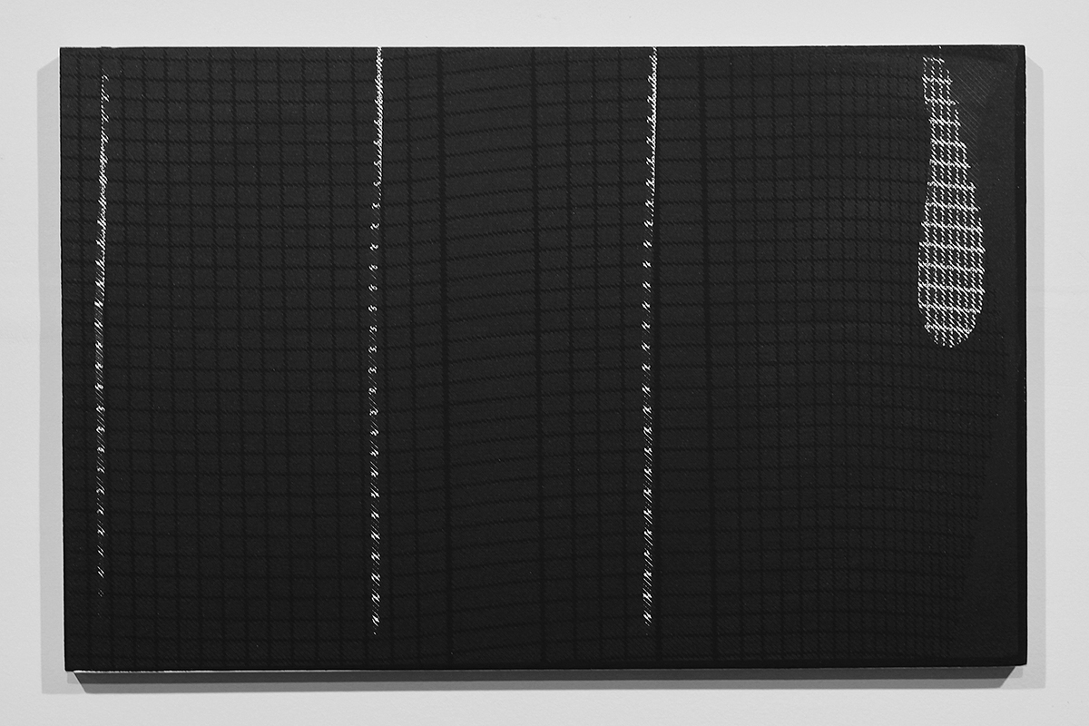 Untitled (F10/22/47), silkscreen ink and gesso on panel, 11 x 17 inches, 2012