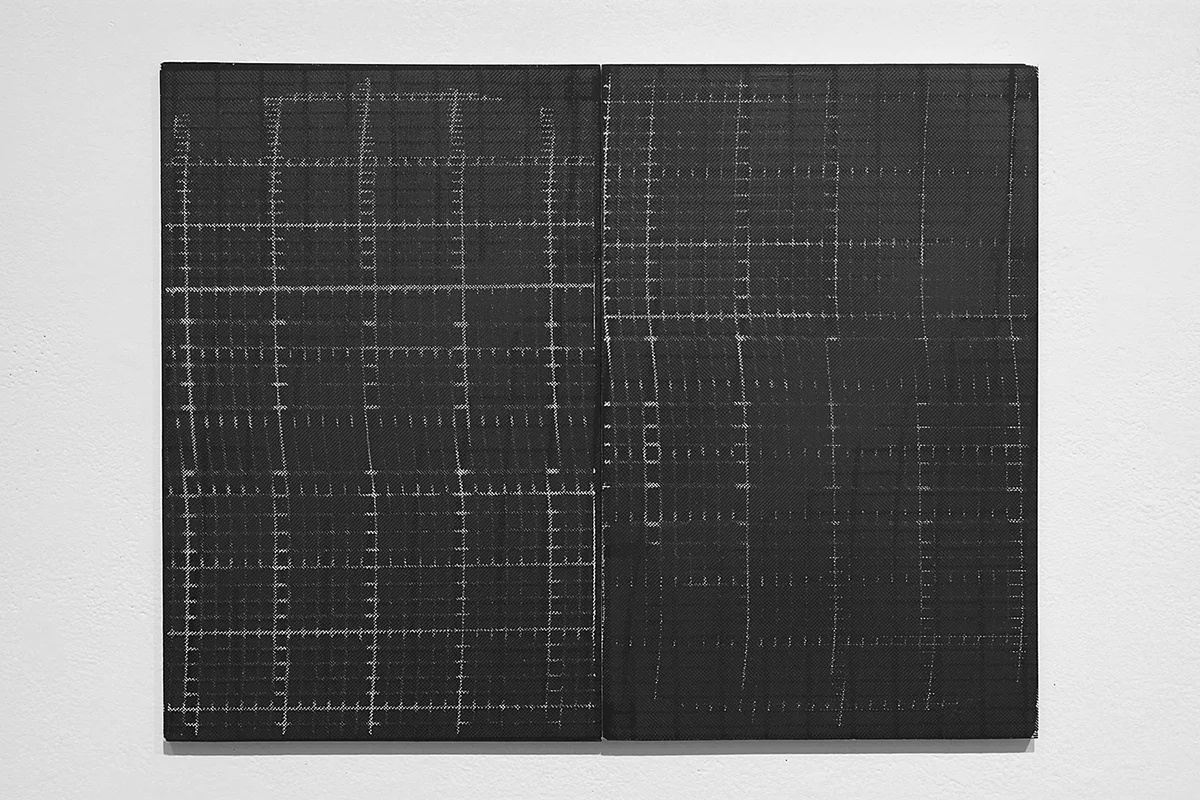 Untitled (F10/22/47), silkscreen ink and gesso on panel, 17 x 22 inches, 2012