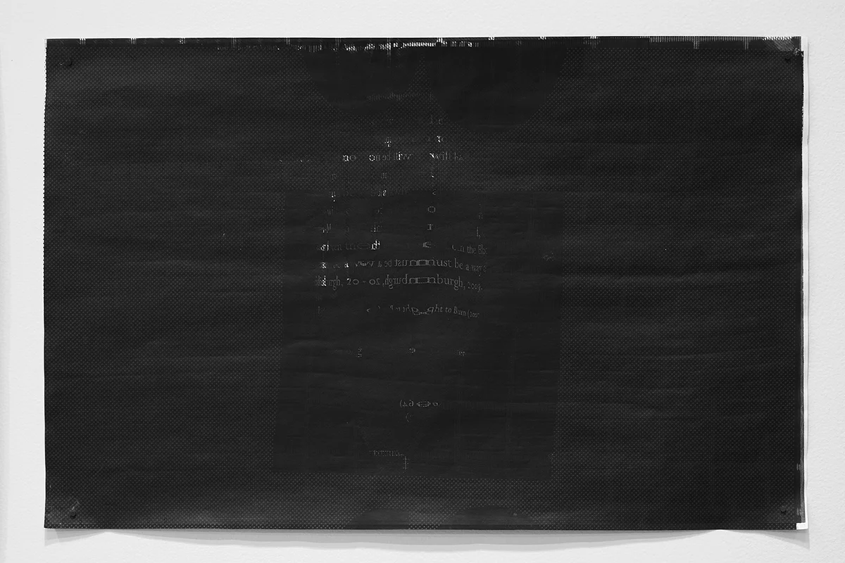 Untitled (F10/22/47), silkscreen over photocopy and laser-print, 11 x 17 inches each, 2012