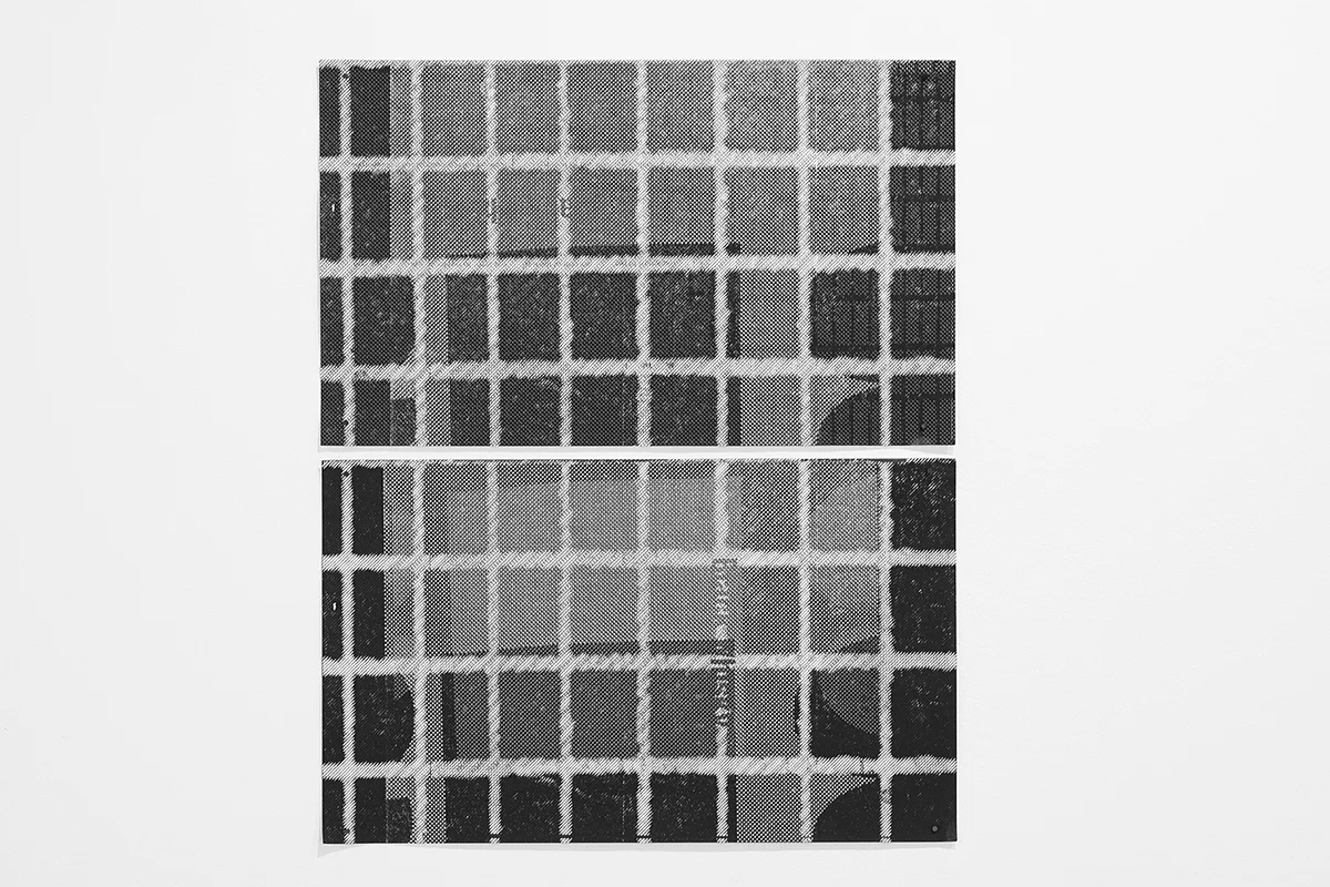 Untitled (F10/22/47), silkscreen over photocopy and laser-print, 17 x 14.5 inches, 2012