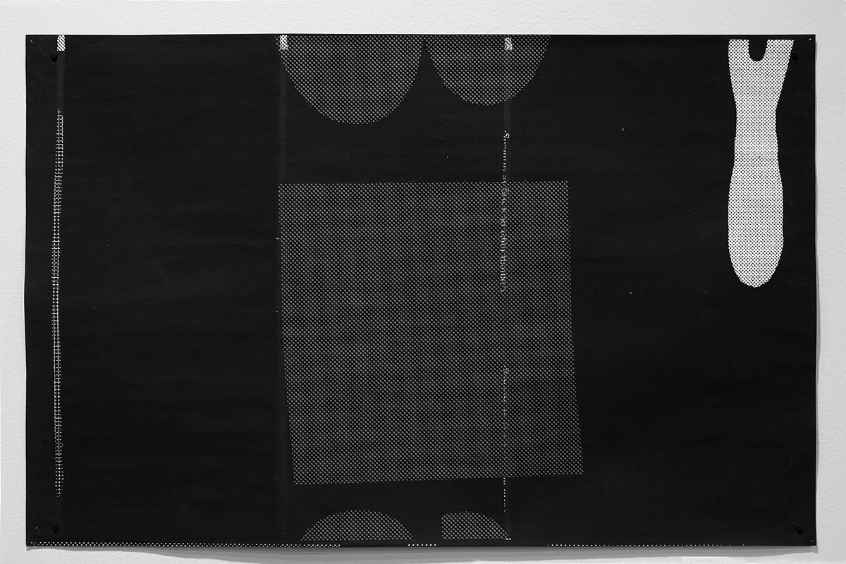 Untitled (F10/22/47), silkscreen over photocopy and laser-print, 17 x 11 inches, 2012