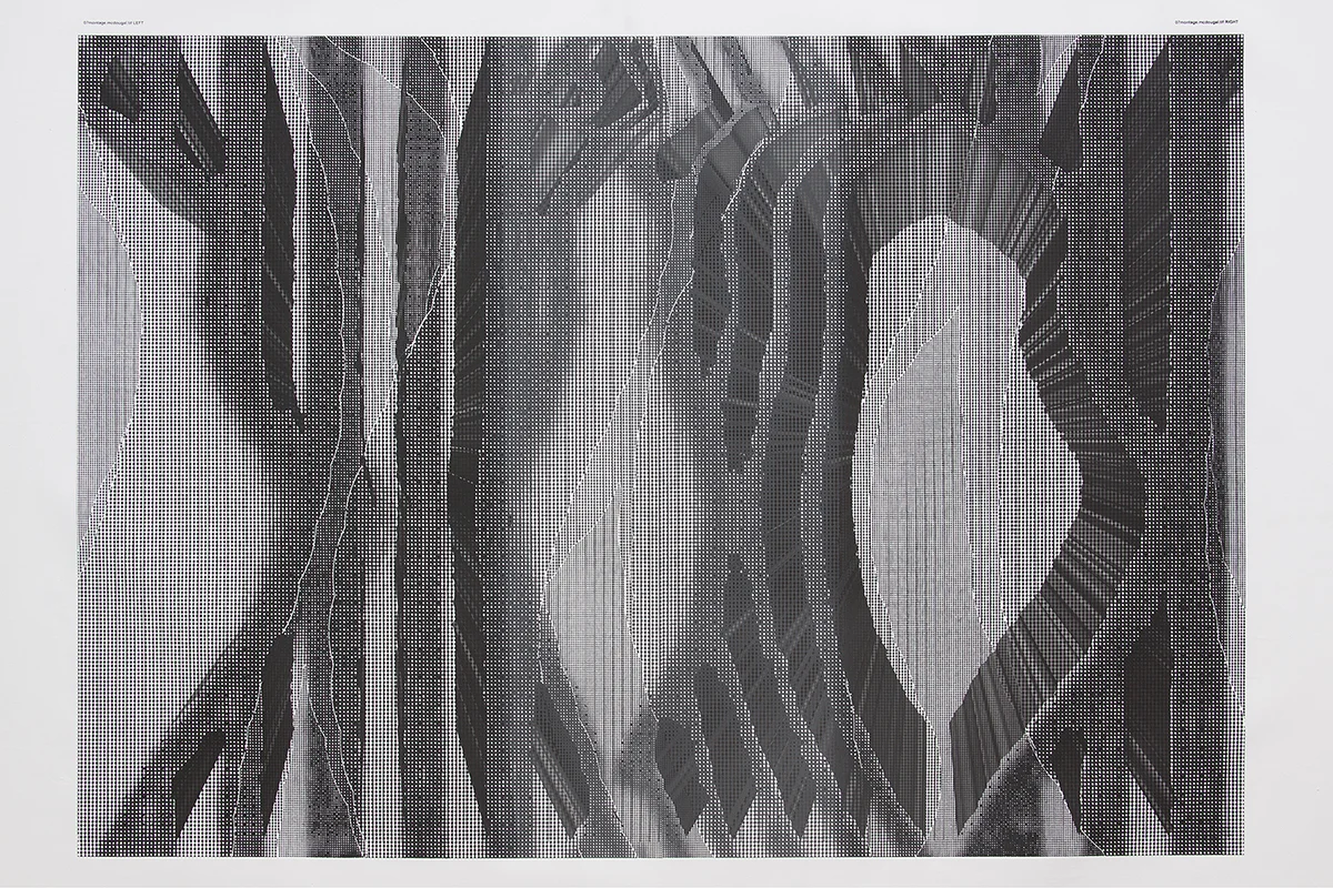 Casting, screen print over inkjet printed cotton, 38 x 54 inches, 2017