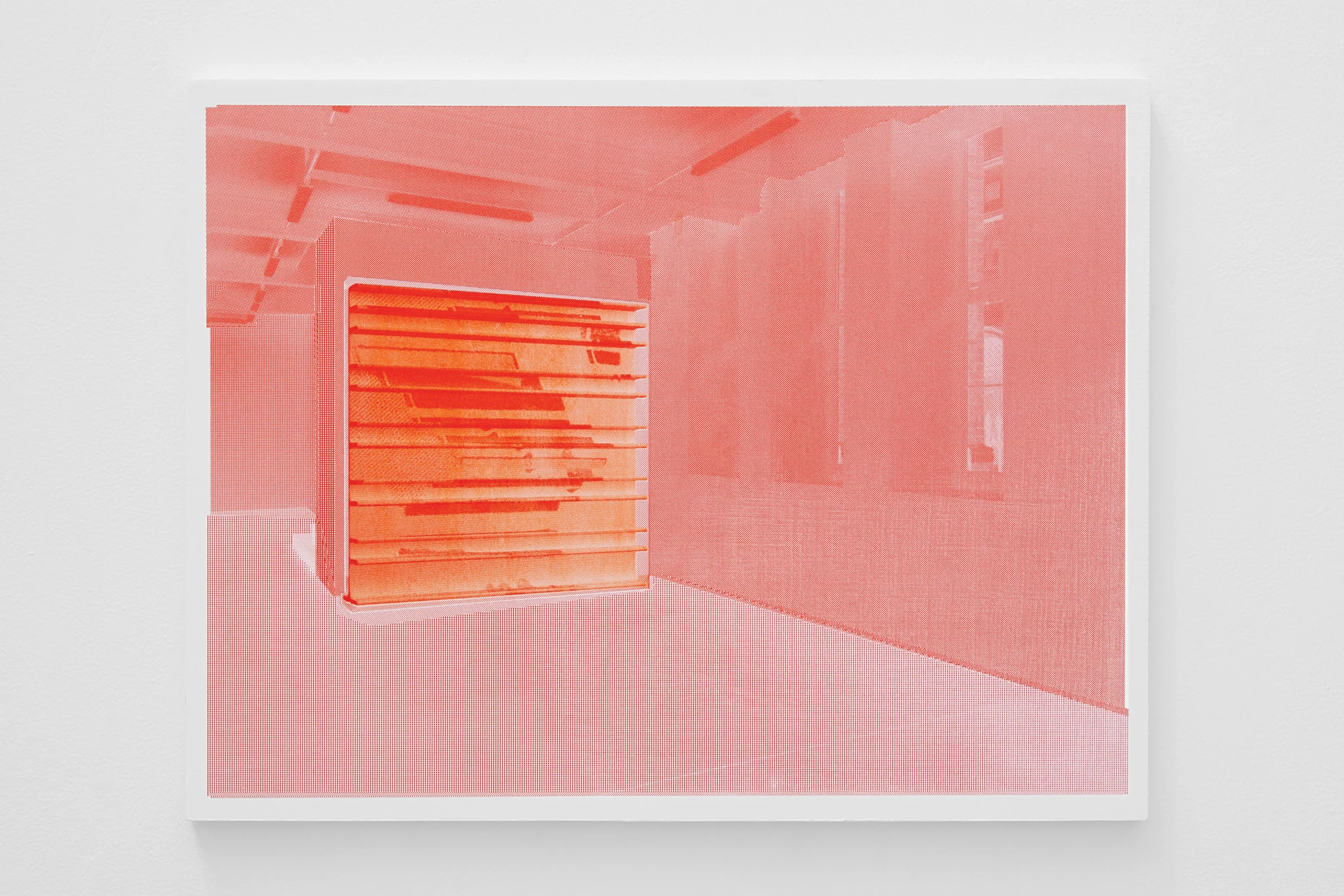 London Interior , acrylic and screen print on panel, 17x22in.2019