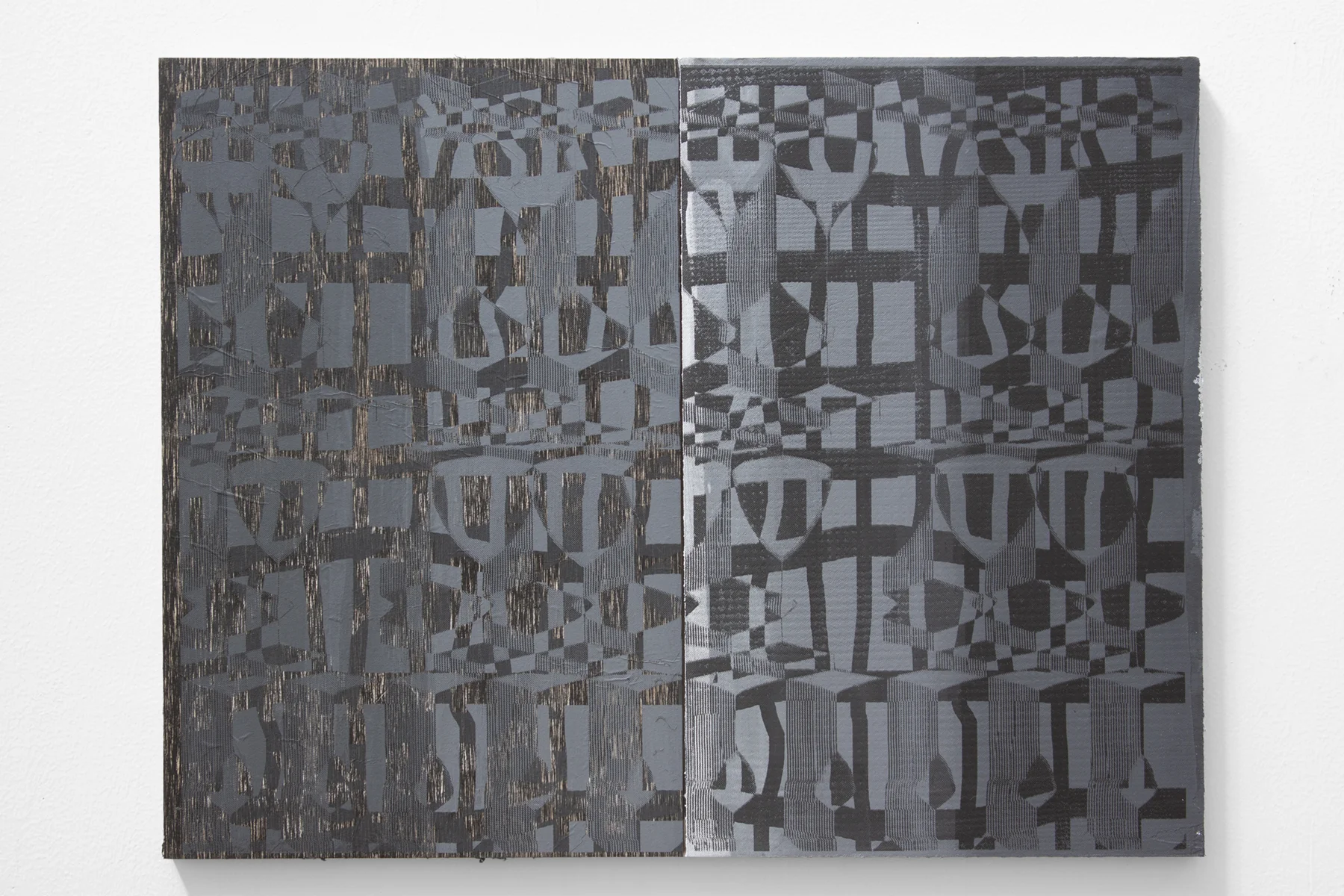 Covering 11 , acrylic and screen print on woodcut mounted to panel, 17x11in. 2018