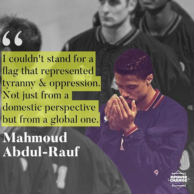 Black Muslim athletes have protested U.S. imperialism, militarism, and systemic anti-Blackness in the U.S. for decades. Many of them, along with other Black athletes, have jeopardized and even lost their careers for standing up for justice, their morals, and their people.⁣
⁣
Muhammad Ali&rsquo;s arrest for refusing to be drafted to the Vietnam War was a pivotal moment in the Civil Rights and Anti-War movements. In his 1967 statement, Ali centered his religious beliefs when discussing his opposition to the war and refusal to advance U.S. empire:⁣
⁣
&ldquo;War is against the teachings of the Qur&rsquo;an. [&hellip;] Why should they ask me to put on a uniform and go ten thousand miles from home and drop bombs and bullets on brown people in Vietnam while so-called Negro people in Louisville are treated like dogs and denied simple human rights?&ldquo;⁣
⁣
Mahmoud Abdul-Rauf, who was slowly exiled from the NBA in 1996 for choosing not to stand during the National Anthem, characterized his dissent as an act guided by what he called his &ldquo;Muslim conscience.&rdquo; From Abdul-Rauf&rsquo;s perspective, his faith would never allow him to honor a flag that stood for injustice. ⁣
⁣
In 2016, Abdul-Rauf reiterated that he couldn&rsquo;t stand for a flag that &ldquo;represented tyranny and oppression. Not just from a domestic perspective but from a global one. [&hellip;] I couldn&rsquo;t see myself standing and still can&rsquo;t.&rdquo; In 2018, he met Colin Kaepernick and called it a &ldquo;beautiful&rdquo; moment.
⁣
This is an abridged version of our blog post, continued here: mpowerchange.org/BlackHistoryMonth.⁣
⁣⁣
The blog also includes the works cited in this post and a resource list for those who want to learn more! #BlackHistoryMonth #BlackMuslimHistory