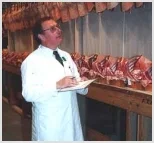 Maurice Fantou au Royal Show à Londresle 13 septembre 1991 (classement de carcasses d'agneaux)