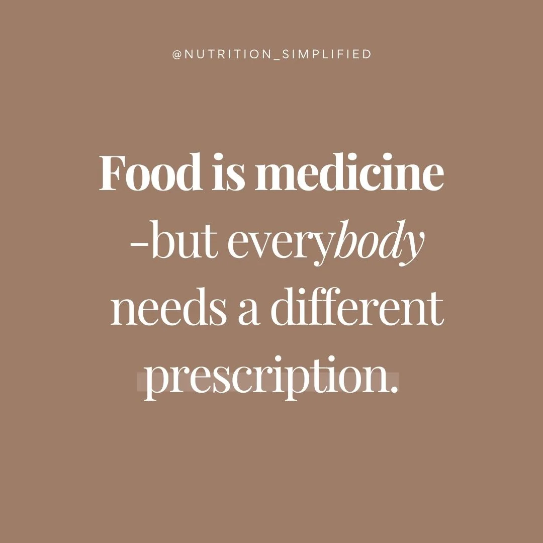 Food is medicine ➡ but the script isn't universal. You wouldn't hop on all the same medications as your friend or partner - so why do we think food will be any different? 

I hear it all the time: "My [friend/ partner] is having amazing results 