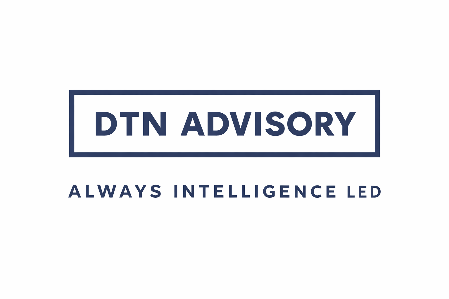 A logo with the text 'DTN ADVISORY' inside a rectangular border and the phrase 'ALWAYS INTELLIGENCE LED' below it.