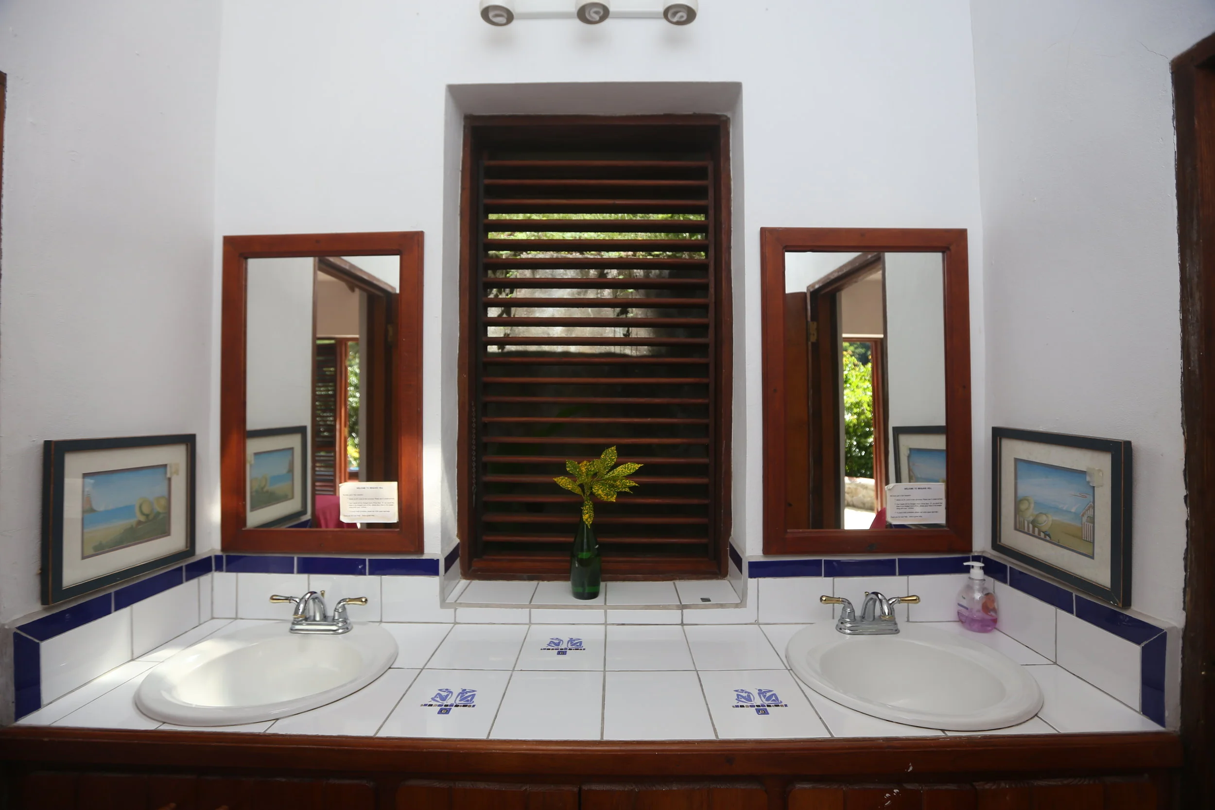  The cabana has one full bathroom with his and her sinks 