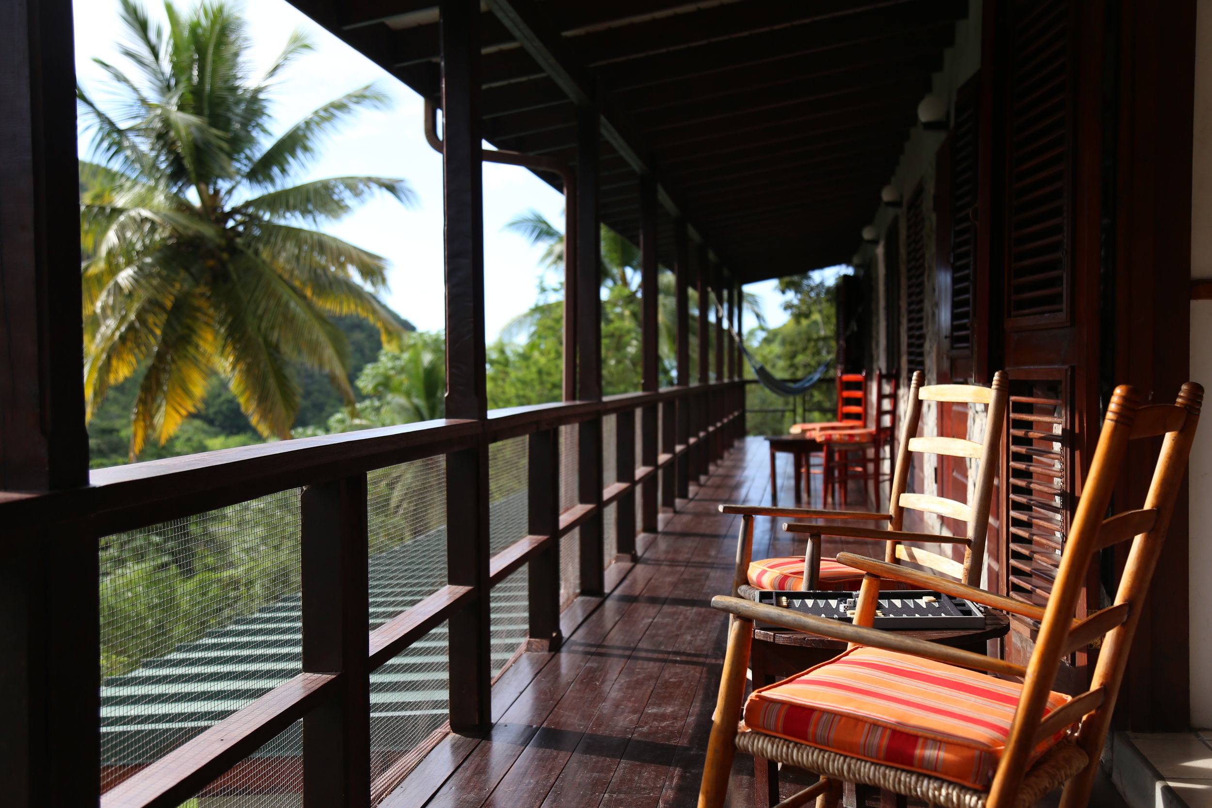  The porch at Brigand Hill is a great spot for reading and backgammon&nbsp; 