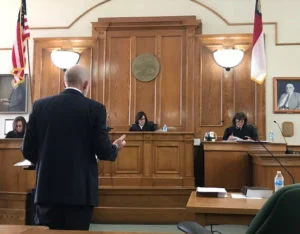 Jim Siemens presenting his argument before Judge Zachary, Chief Judge McGee and Judge Calabria.