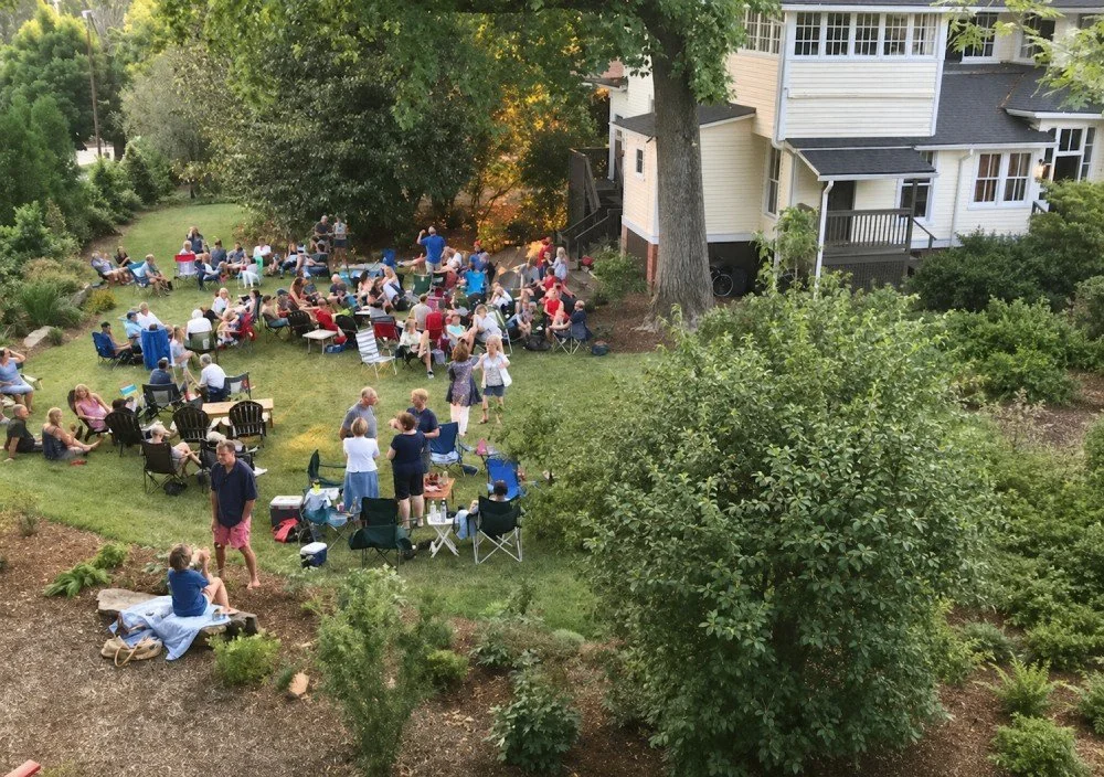 people gathered on the Patton Parker House lawn