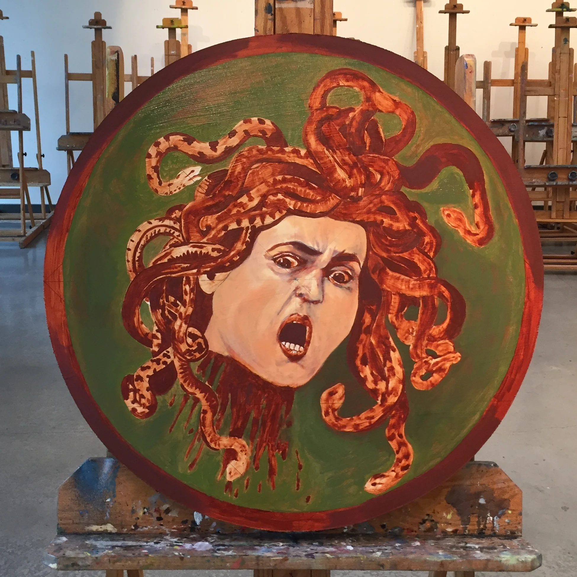 Putting in the first layer of glaze... 