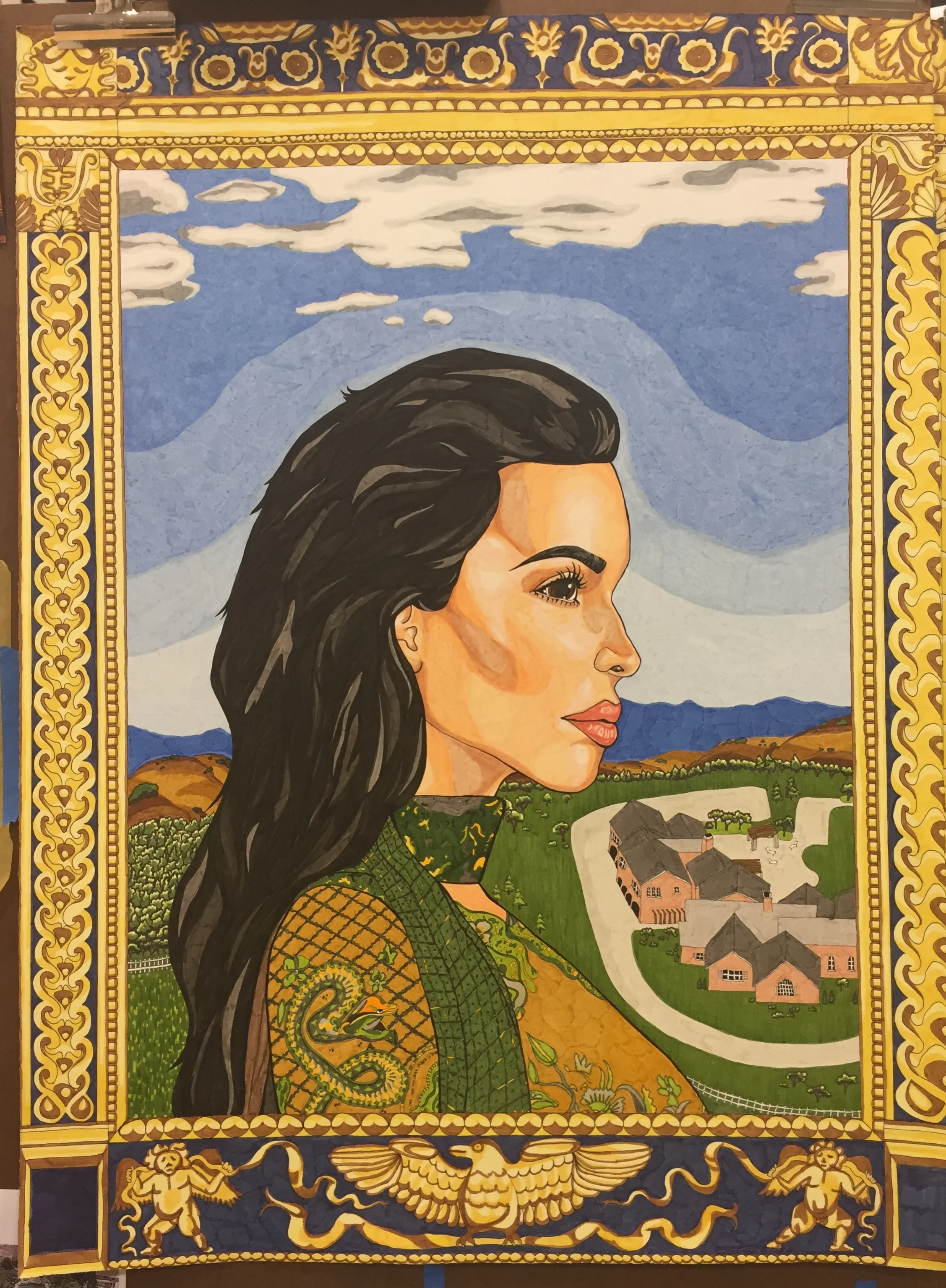 Kim with completed background