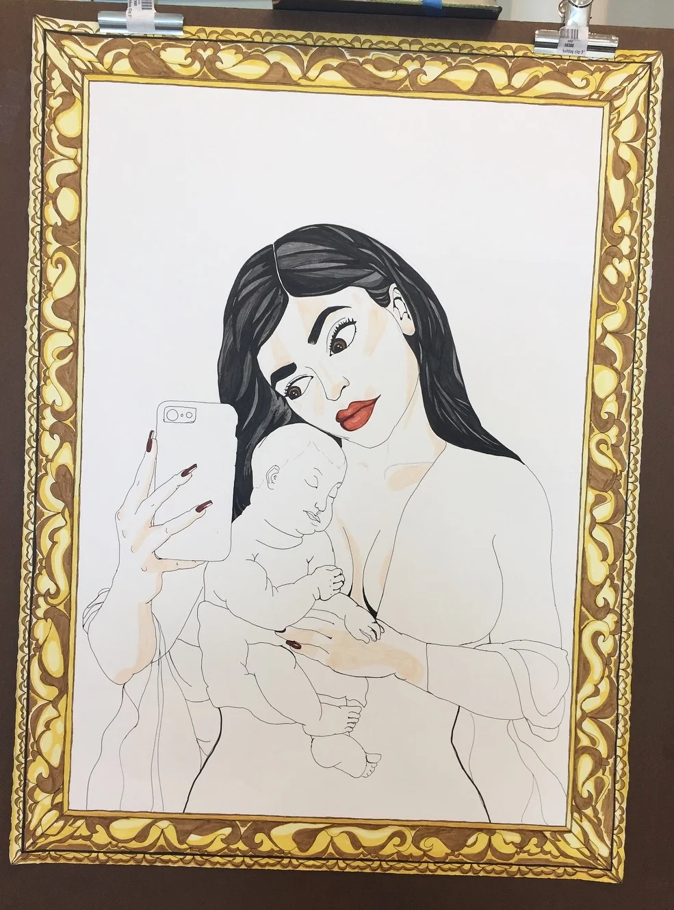 Completed frame with Kylie in progress