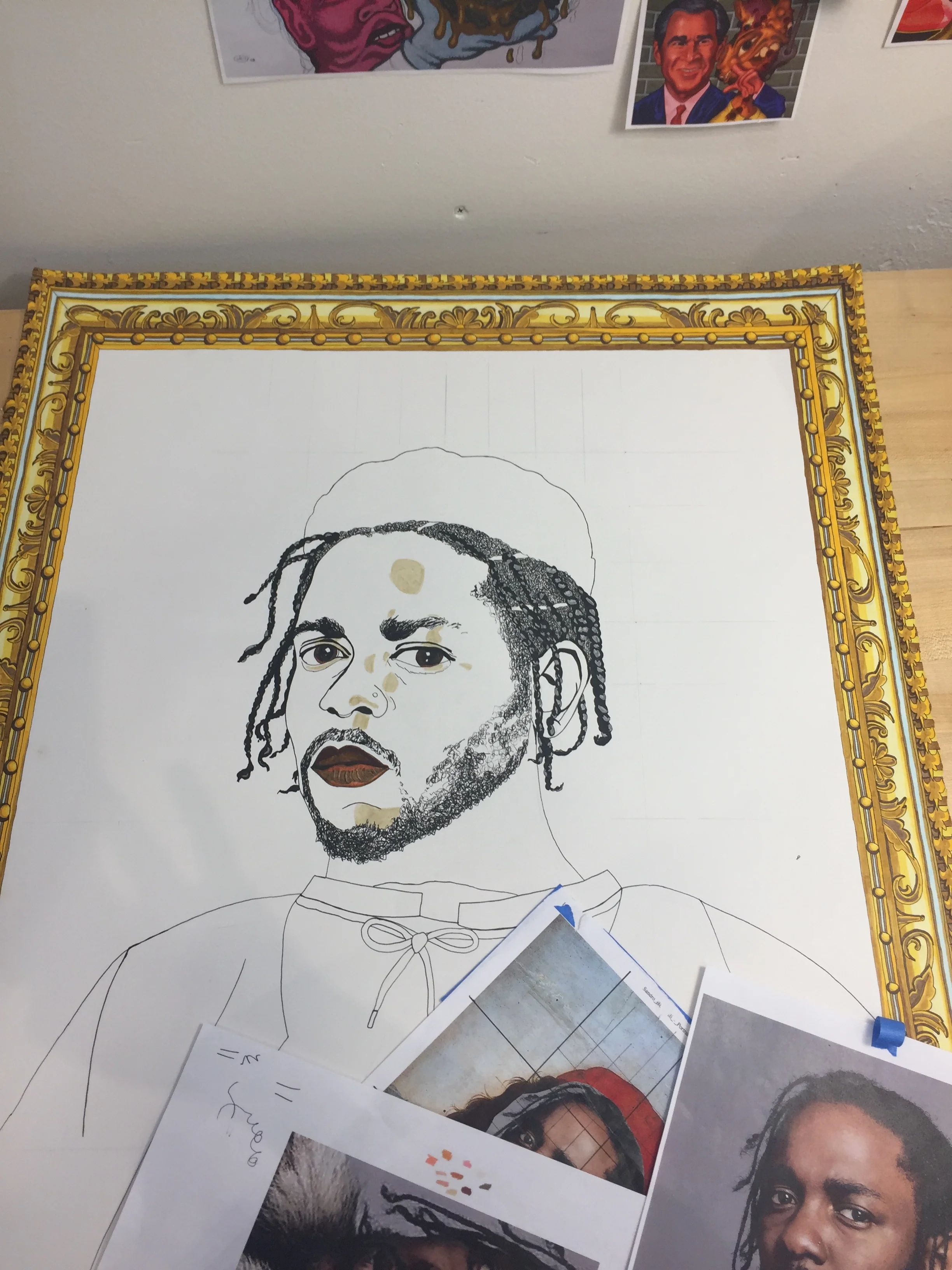 beginning work on the face