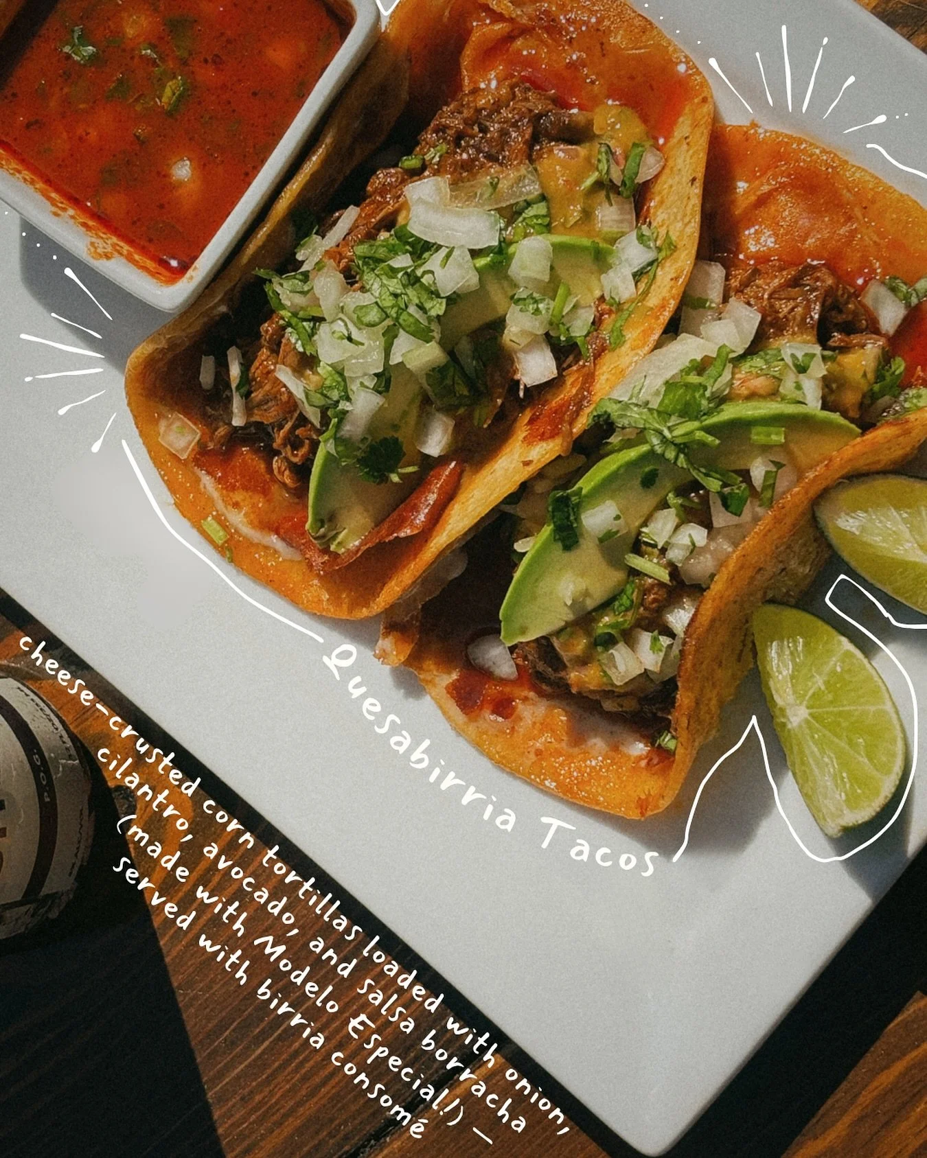 Only TWO DAYS LEFT to snag our quesabirria tacos! 🌮🔥 Crispy, cheesy, and made for dipping — 2 for just $12!